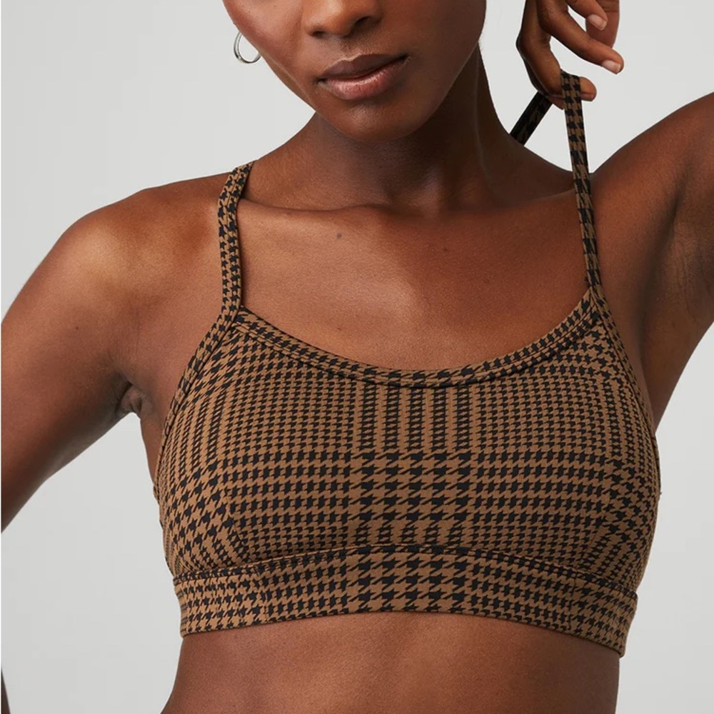 ALO Yoga Brown & Black Houndstooth Sports Bra
